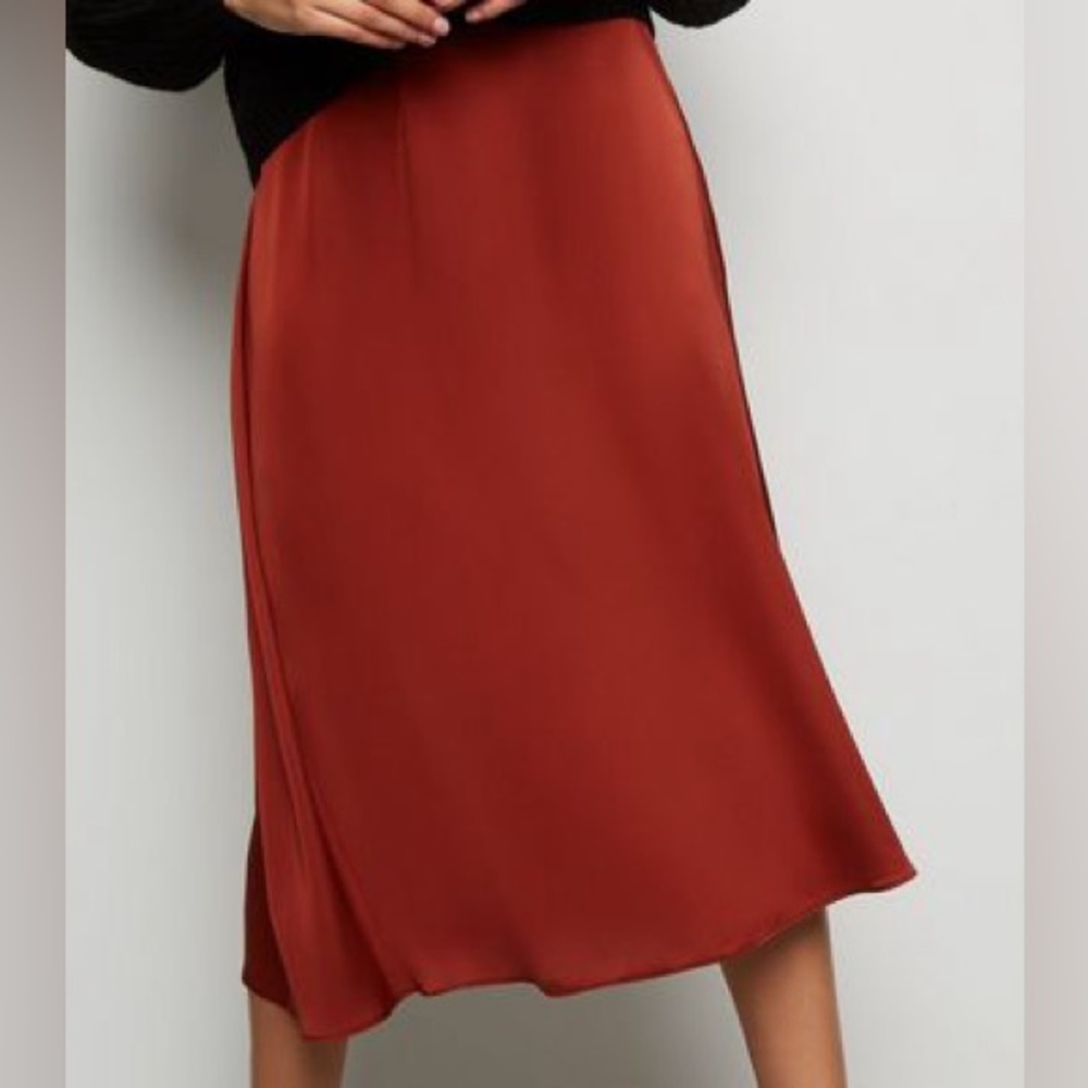 New Look Terracotta Midi Skirt